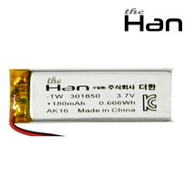 더한 리튬 폴리머 배터리 충전지 301850 180mAh, 1개