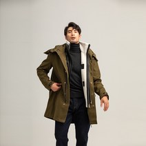 남성 파이 테일 탈부착 네피 코드 후드 야상 패딩, 아미그린 2XL
