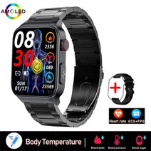 2023 혈당 스마트 워치 남자 ECG + PPG 심박수 혈압 건강 시계 IP68 방수 Smartwatch 여성 Xiaomi, Steel belt black