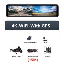 차량용 블랙박스 4K 자동차 Dvr 비디오 레코더 대시 캠 12 "3840*2160P 소니 IMX415 와이파이 백미러, 06 Z621_01 128G