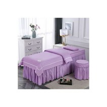 뷰티 살롱용 침구 세트 Tuina 마사지 스파 침대 린넨 시트 커버 베개 스툴 이불 4 피스 115852, nordiac violet