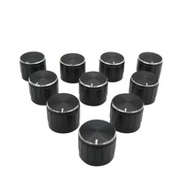 볼륨 조절 로터리 노브 10 개 직경 6 mm용 블랙 널링 샤프트 전위차계 앰프 스위치 크기 21MM x 17MM, 한개옵션0
