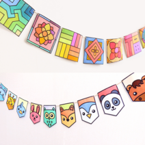 레디코 가랜드 diy 만들기 한국 전통 무늬 단청 페브릭 세트 어린이 생일 파티 홈 데코 패브릭 공예 재료, 동물(사은품증정)