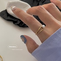 진주 반지 완두 장식물 티타늄 레이어드 특 가는 선 심플 보이핏 볼륨 냉담 무드 물세탁 가능 2746628318