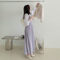코코블랑 / 소프트 플리츠 뷔스티에 롱 원피스