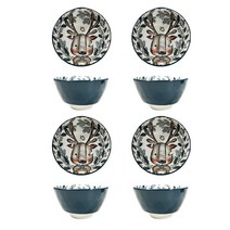 BLOWFISHFUGU 북유럽 그릇 세트 캐릭터 밥그릇 국그릇4p/ 선물 상자 포장 밥공기, 4p, B