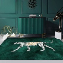 호피 러그 특이한 카페트 레오파드 표범 그린 디자인 러그 7mm