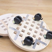 공기청정기 선풍기 우드 원목 받침대 바퀴달린 화분 이동 롤러, 원목 (직경 40cm) 6롤