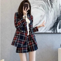 위위브렌 여성 트위드 긴팔 재킷 반바지 세트