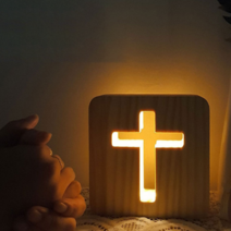 원목 십자가 무드등 LED 우드 기도등 수면등 수유등 인테리어 조명