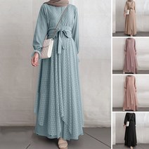 ZANZEA 여성 전체 소매 레이스 밑단 플러스 사이즈 가운 드레스 이슬람 파티 휴일 드레스 롱원피스