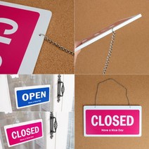 오픈크로즈 오픈클로즈간판 오픈안내판 OPEN CLOSED 오픈클로즈 양면 사인걸이, 포멕스 가로형
