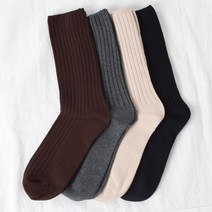 이너피아 사계절 촘촘 골지 긴 여성 양말 4켤레+고리수건