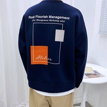 애드매이브 남자 네오프렌 배색 프린팅 오버핏 맨투맨 티셔츠 6컬러