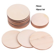 나무판 원목 재단 판재 얇은 합판 목자재 미완성 원형 목재 조각 DIY 슬라이스 웨딩 크리스마스 그림 장, 07 70mm 10pcs no Hole