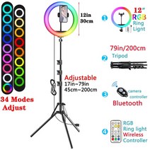 카메라 스마트폰 삼각대 핸드폰 휴대폰 유튜브 브이로그삼각대 12in 30cm 셀카 링, 협력사, 12인치 RGB 유형 1