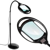 Brightech LightView Pro 돋보기 플로어 램프 - 독서용 밝은 LED 조명이 있는 핸즈프리 유연한 구즈넥이 작업 조명 스탠딩 매그, 5 Diopter (2.25x)