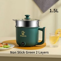 카포트 차량용커피포트 차량용 전기포트 REUP-미니 전기 냄비 1.8L 붙지 않는 밥솥 더블 레이어 가정용, 04 Green 2 LayersA 1.5L_03 AU