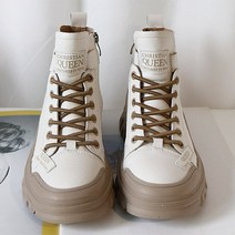 폴라 키높이 하이탑 워커부츠(6.5cm) 천연소가죽 /폭신폭신 쿠션감/여성하이탑/여성워커/가죽워커/하이탑운동화