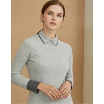 [20FW 닥스 골프 여성]그레이 라인배색 캐시미어 니트-DNSW0D801G1