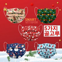 2021 크리스마스 컬러 색깔 성탄절 성인 캐릭터 인싸 비말차단 프리미엄 마스크 50매, 성인 50매, New 크리스마스 콤보
