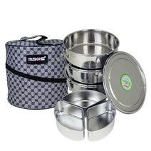 키친아트 에코 스텐레스 찬합 스테인리스용기, 1개, 원형 찬합3단-18CM