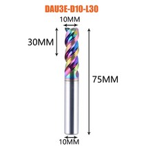 Dreanique-CNC 3 플루트 솔리드 텅스텐 카바이드 합금 엔드밀 1 개 1-12mm DLC 코팅 알루미늄 dai3e 용 U 자형 밀링 커터, [11] DAU3ED10L30