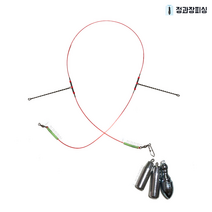 T천평 2단 원투 자작 채비 바다 낚시 가자미 도다리 우럭 참돔 붕장어 묶음추, 경심줄 빨강