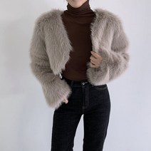 클로슈W / 플러피 페이크퍼 크롭 자켓 (3color)