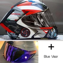 바이크 부품 풀페이스 오토바이 헬멧 X14 화이트 뒤 라이딩 모토크로스 레이싱, 12 B with blue visor_03 XL