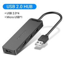 VENTION USB 허브 3.0 멀티 USB 분배기 4 USB 포트 3.0 2.0 마이크로 충전 전원 레노버 XIAOMI 맥북 프로 PC 허브 USB 3 0, CHINA_USB 2.0 with power