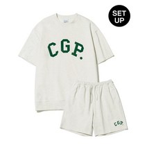 CODEGRAPHY [호시 착용] [SET] CGP 심플 로고 반팔 크루넥 셋업_오트밀