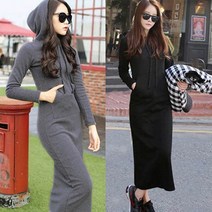 원피스 기모 롱 후드 슬림 라인 겨울원피스