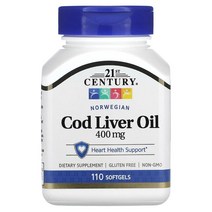 US 직배송 21st Century 노르웨이 대구 간유 400mg 소프트젤 110정 740985211687 미국직구 보충제, 1PACKAGE, 상세참조, 1개, 110개