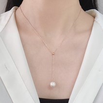 주얼리h 써지컬스틸 진주드롭핑크 목걸이
