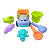 동물 트럭 모래 놀이 세트 양동이 모양틀 갈퀴 삽 자동차 장난감 여름 물놀이 바다 캠핑 용품 선물, 랜덤