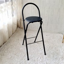 북유럽 모던 접이식 높은의자 아일랜드식탁 홈바 체어 휴대용 28평 34평 인테리어, N.검은색 원형 판면(좌대높이 65CM)