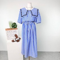 라이너 스트라이프 빅카라 스트링 원피스(2color)