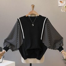모노시크 레인덴 스트라이프 배색 가오리 니트 MNKS450
