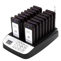 식당 진동벨 무선 호출기 Wirelesslinkx무선 레스토랑 큐 페이징 시스템 커피 카페 디저트 숍 푸드 트럭 코트용, 1 set with 16 pagers+EU