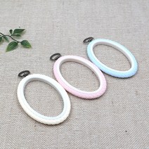 모모의공방/ 타원형 고무수틀-아이보리 핑크 민트블루/ 십자수 프랑스자수/ 악세사리 자수용 후프/ 인테리어액자, 18.5X23cm