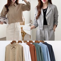 가을 30-40대 여성 심플 출근룩 캐주얼 데일리룩 바스락 면 나일론 남방 셔츠 자켓