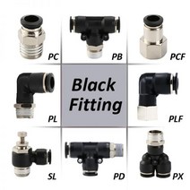 블랙 에어 호스 피팅 1/8 1/4 3/8 1/2 4mm/6mm/8mm/10mm PC PCF PL 튜브 커넥터 공압 퀵 커플 링 파이프 호스 피팅, 6-02 (6mm-1l4)
