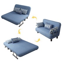 2인용 접이식 쇼파 침대 리클라이너 쇼파베드 원룸, (고탄력스폰지) 진한청색 120cm