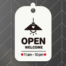 OPEN WELCOME(11am-10pm) 사각안내판 알림판 화이트, 단품