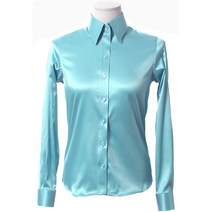 패션올리고 WDS200333-여성용 솔리드 공단스판 셔츠 실크셔츠