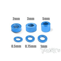 Aluminum 3x0.5 0.75 1 2 3 5mm Bore Washer Set ( Tamiya Blue ) each 4pcs. (#TA-012TB), cm