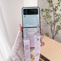 AOHA 갤럭시 Z플립3 귀여운 캐릭터 시나모롤 긴 스트랩 하드케이스
