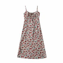 여성 bazaleas vintage 여름 스파게티 스트랩 미디 드레스 원피스 8