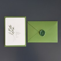 이몽디자인 포레스트그린 메세지카드 세트(봉투4매 카드4매 씰링왁스2매 원형스티커2매), 포레스트그린x1세트
